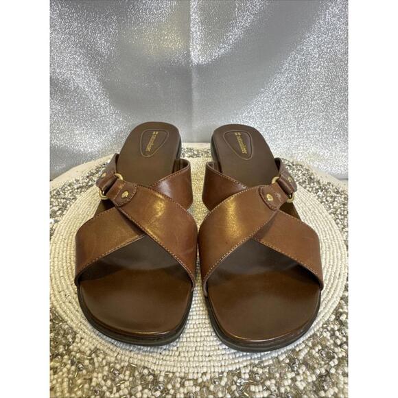 Women’s Brown Leather Naturalizer Slide Sandals Size 11 - Picture 1 of 7